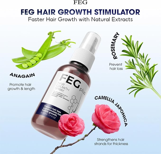 1.	FEG Plus Hair Growth Spray – Advanced Hair & Scalp Treatment with Anagain & Procapil | 50ml
