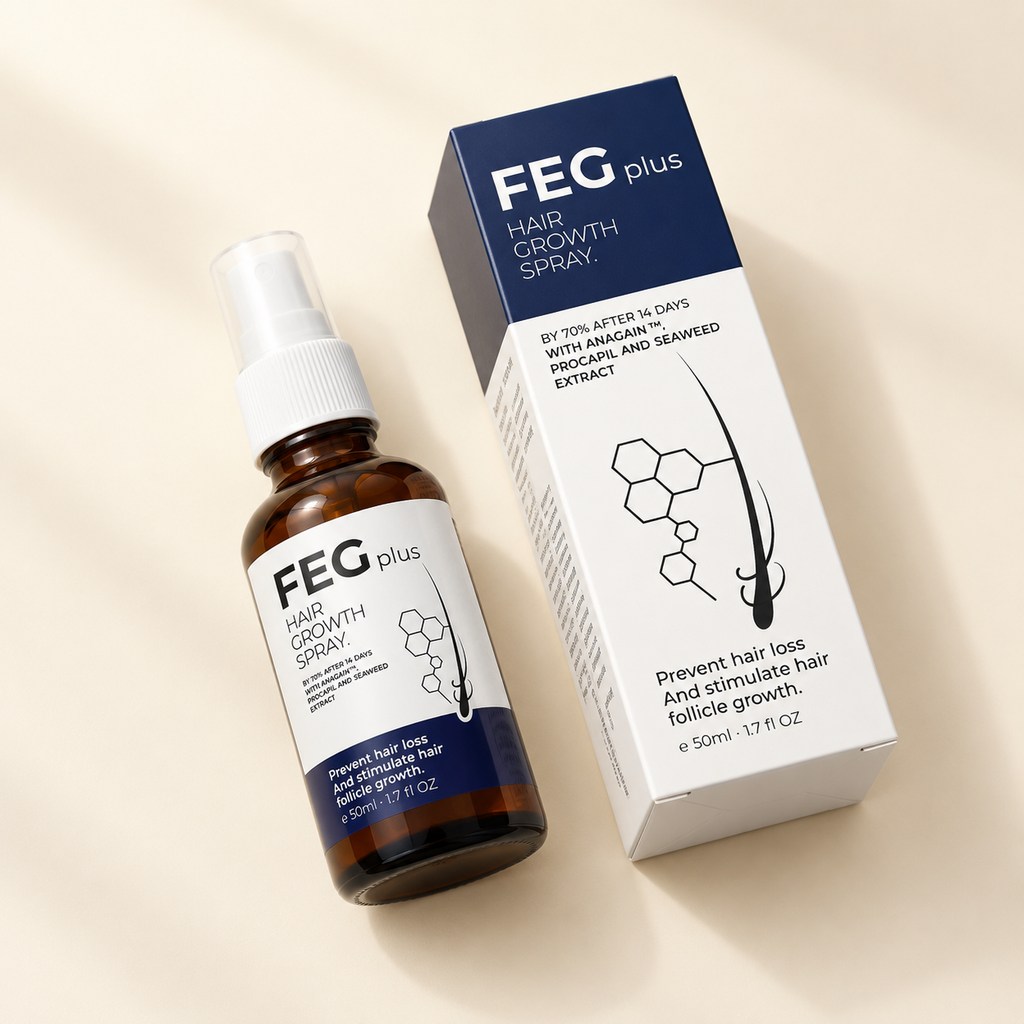 1.	FEG Plus Hair Growth Spray – Advanced Hair & Scalp Treatment with Anagain & Procapil | 50ml