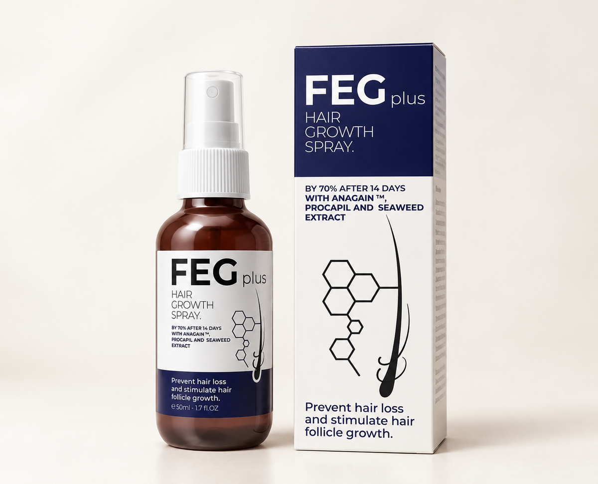 1.	FEG Plus Hair Growth Spray – Advanced Hair & Scalp Treatment with Anagain & Procapil | 50ml